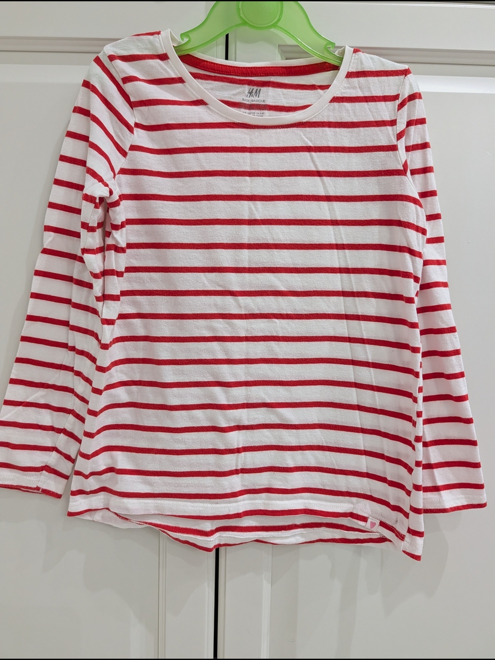 4/$20 H&M Organic Cotton Striped Shirt – Girls 6–8Y – Red & White